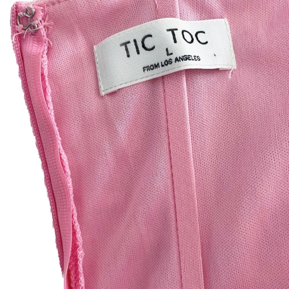 Tic Toc Pink Strapless Ruched Bodycon Dress Size Large - Picture 6 of 9